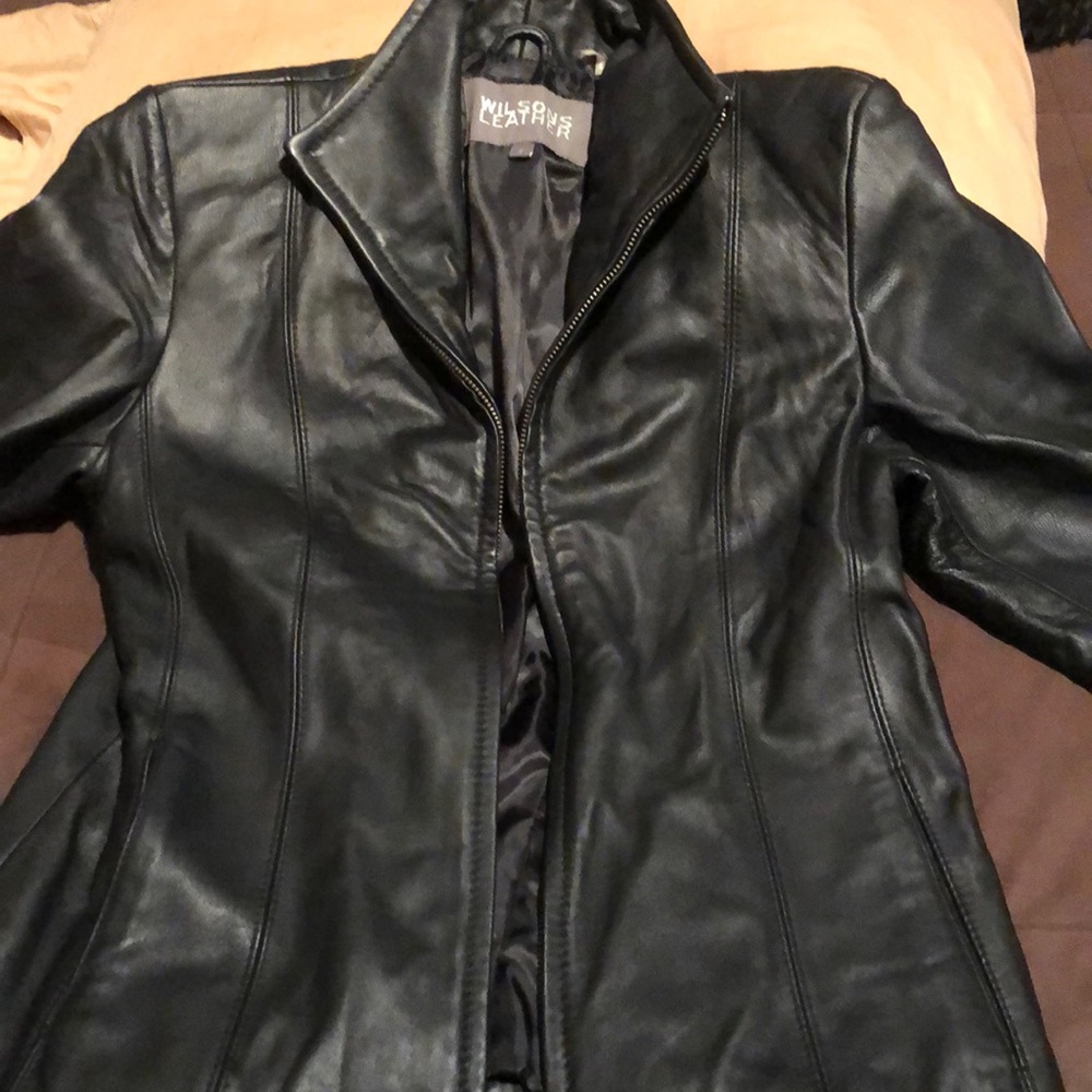 Genuine soft leather black coat